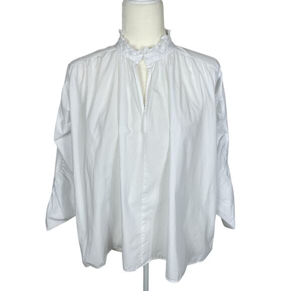 Zara Cotton Poet Blouse Women's Size XS Oversized Ruffle Romantic Boho Whimsy - Picture 1 of 12